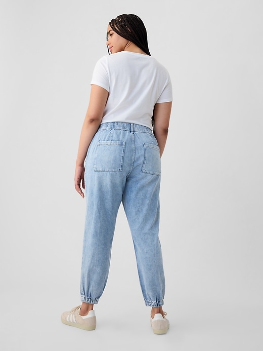 Image number 6 showing, High Rise Denim Girlfriend Utility Joggers