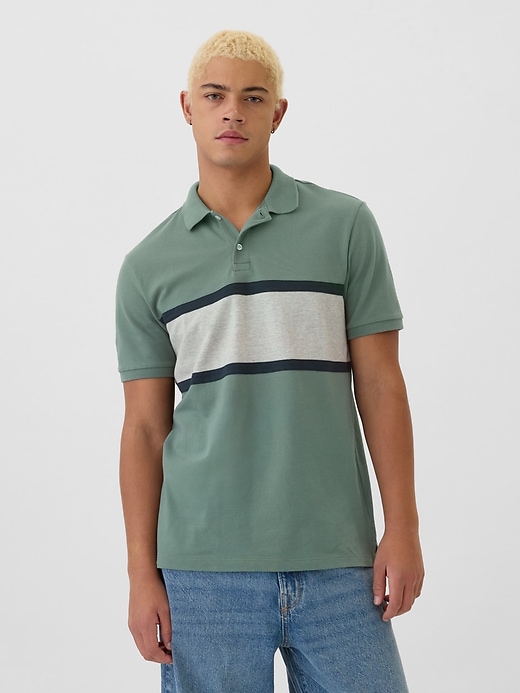 Image number 1 showing, Colorblock Stretch Pique Polo Shirt