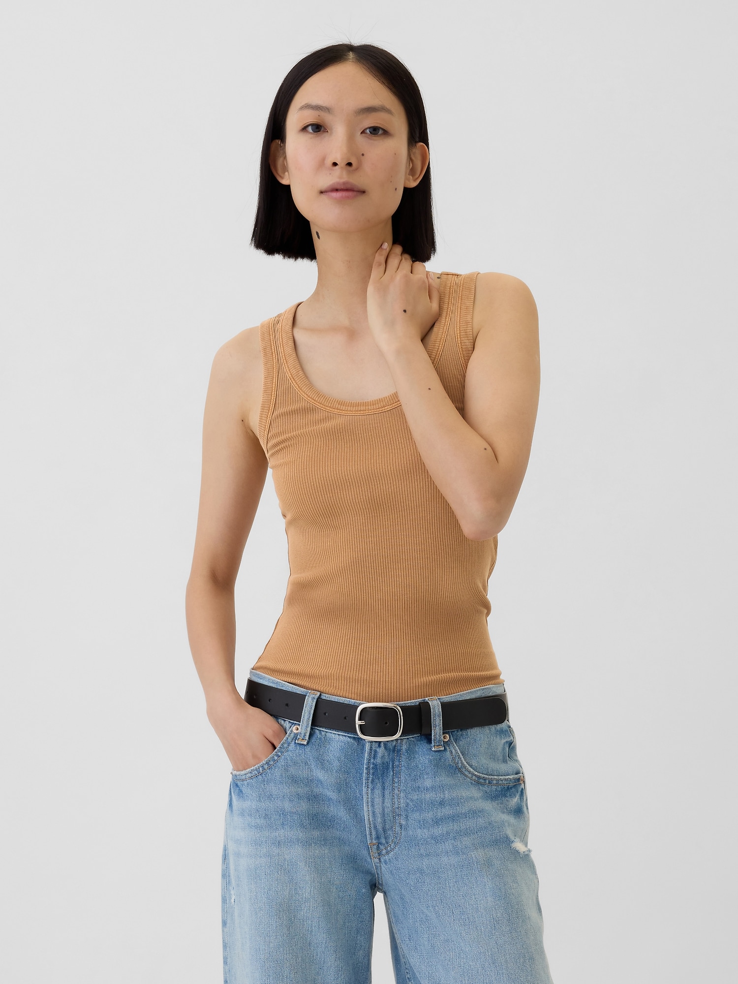 Ribbed Scoopneck Tank Top