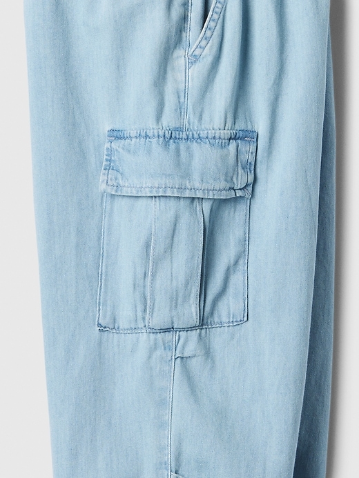 Image number 3 showing, Kids Denim Parachute Cargo Pull-On Pants