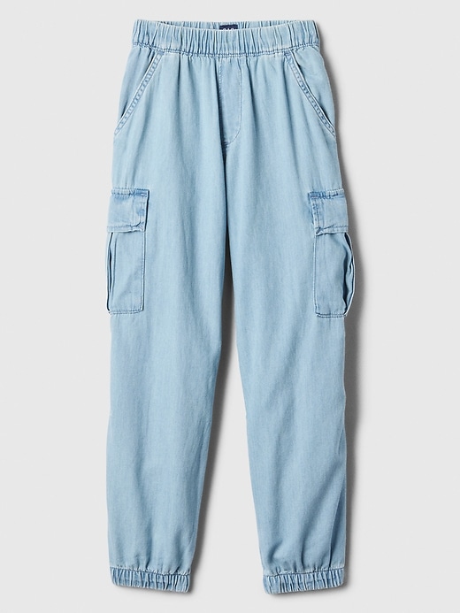 Image number 1 showing, Kids Denim Parachute Cargo Pull-On Pants