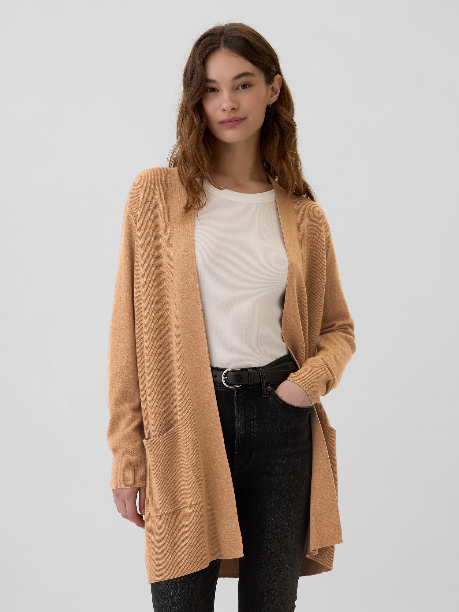 Long Open-Front Cardigan