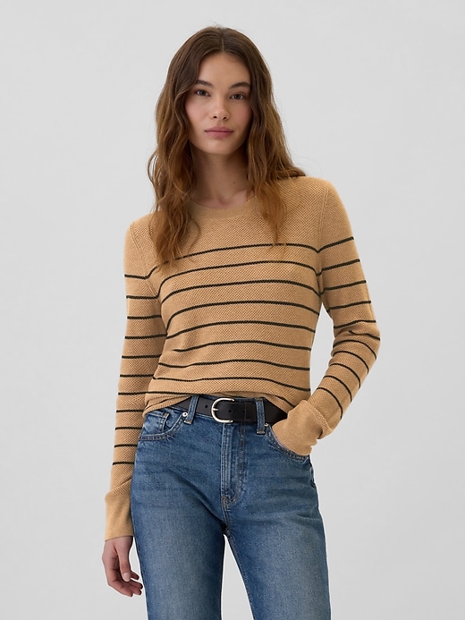 Image number 1 showing, Textured Stripe Crewneck Sweater