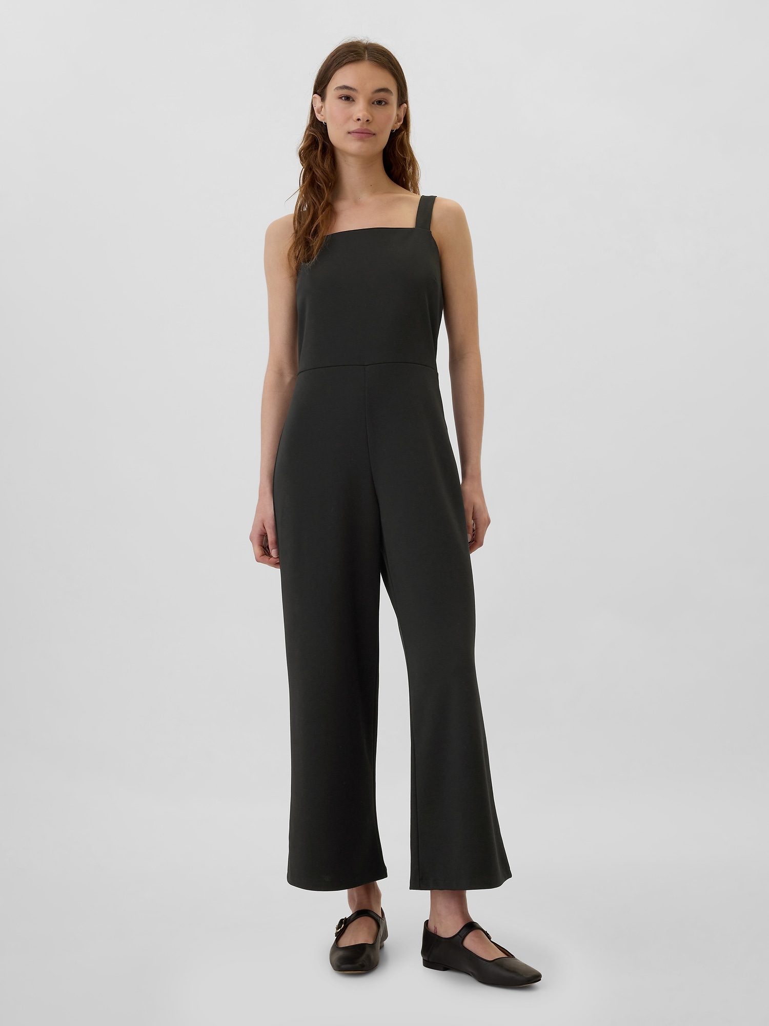 Ponte Squareneck Jumpsuit - Black