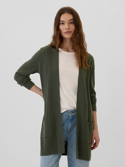 Image number 1 showing, Long Open-Front Cardigan