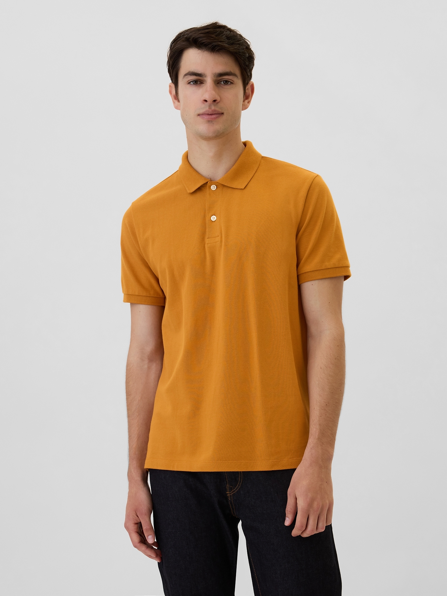 Stretch Pique Polo Shirt - Yellow