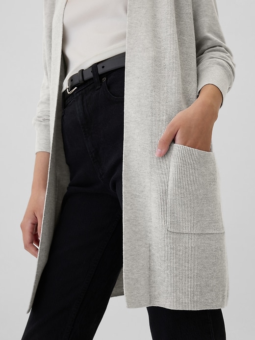 Image number 4 showing, Long Open-Front Cardigan