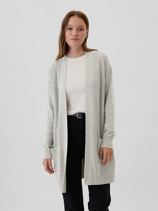 Image number 1 showing, Long Open-Front Cardigan