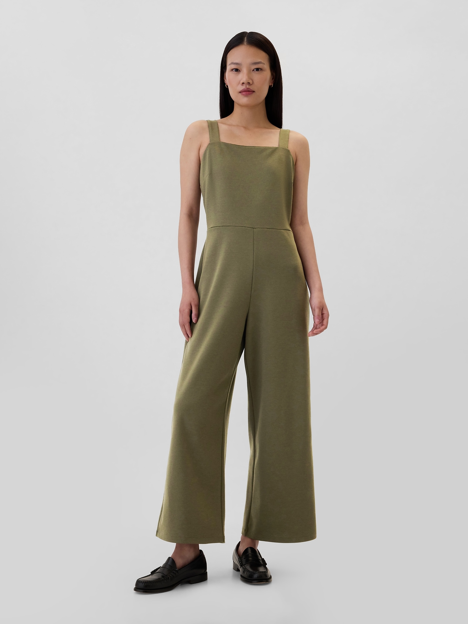 Ponte Squareneck Jumpsuit - Green