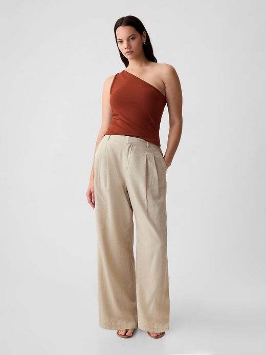 Image number 5 showing, Easy Wide-Leg Linen-Blend Trousers