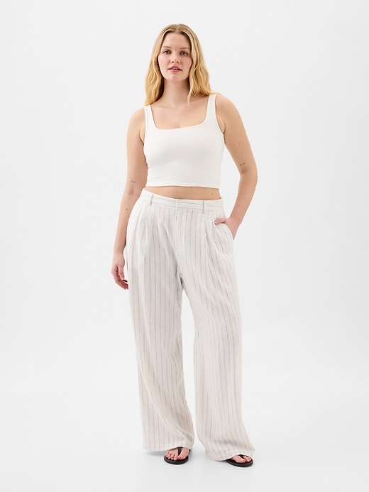 Image number 5 showing, Easy Wide-Leg Linen-Blend Trousers