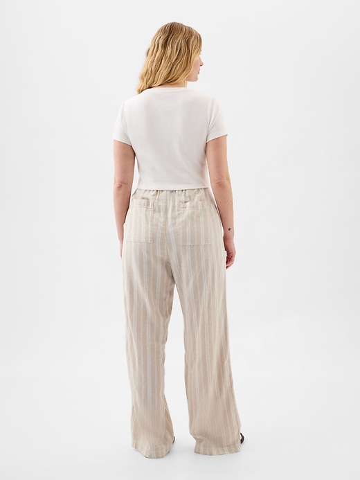 Image number 6 showing, Linen-Blend Wide-Leg Stripe Pull-On Pants