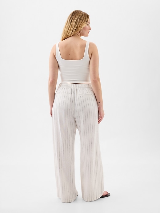 Image number 6 showing, Easy Wide-Leg Linen-Blend Trousers