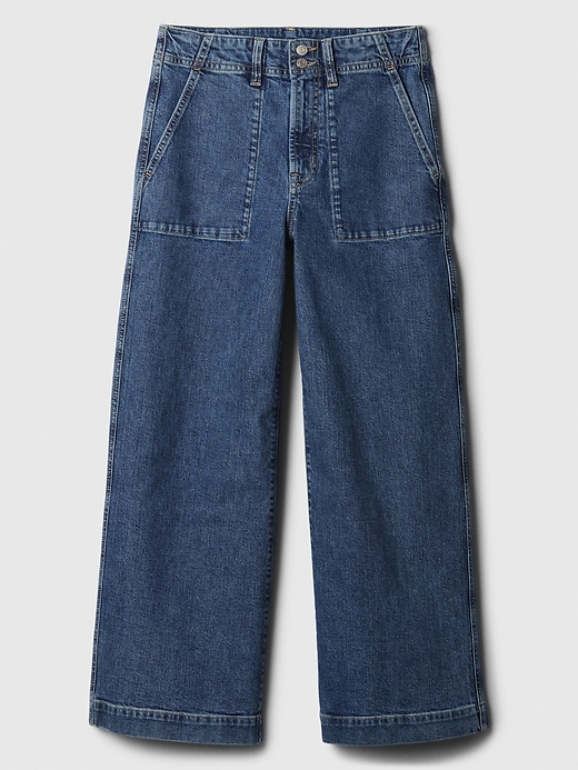 Image number 3 showing, High Rise Wide-Leg Utility Crop Jeans