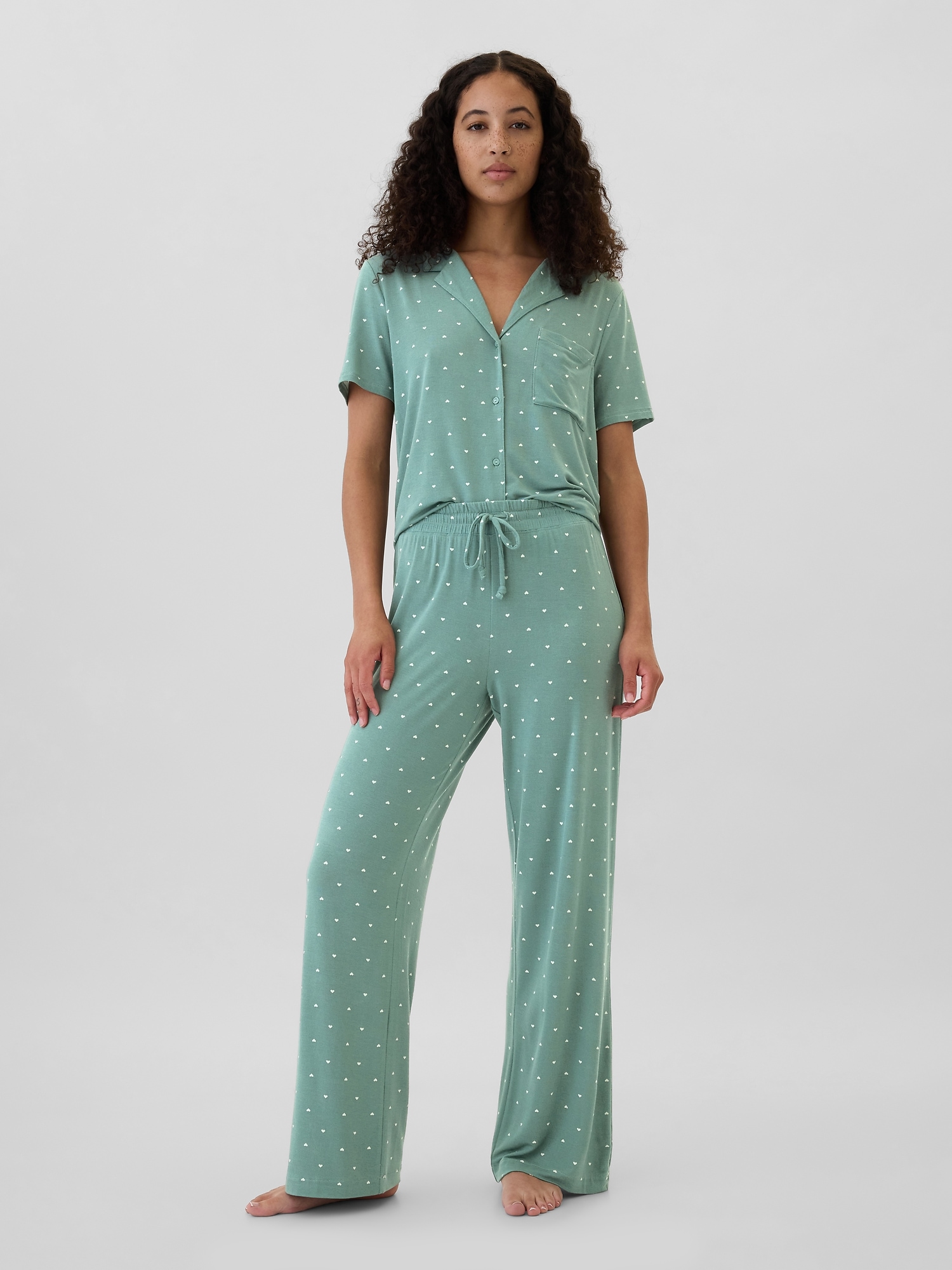 Relaxed Pure Body Wide-Leg PJ Pants - Green