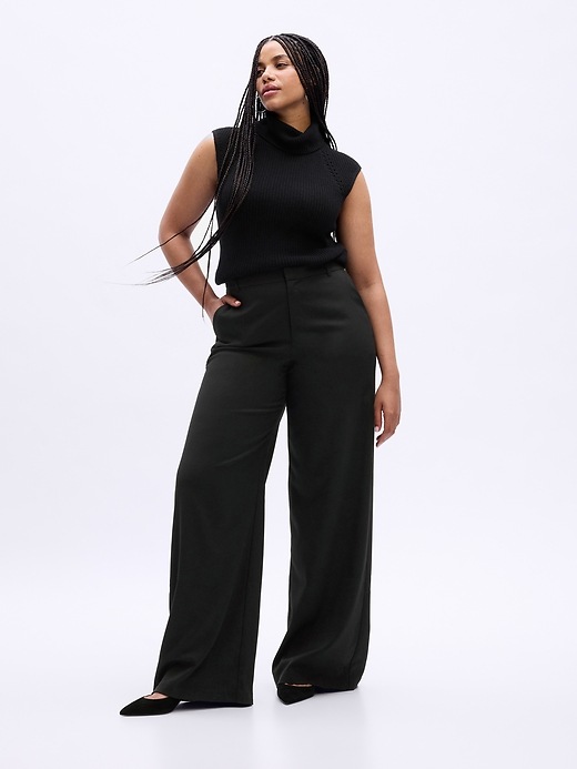 Image number 5 showing, Twill Wide-Leg Trousers