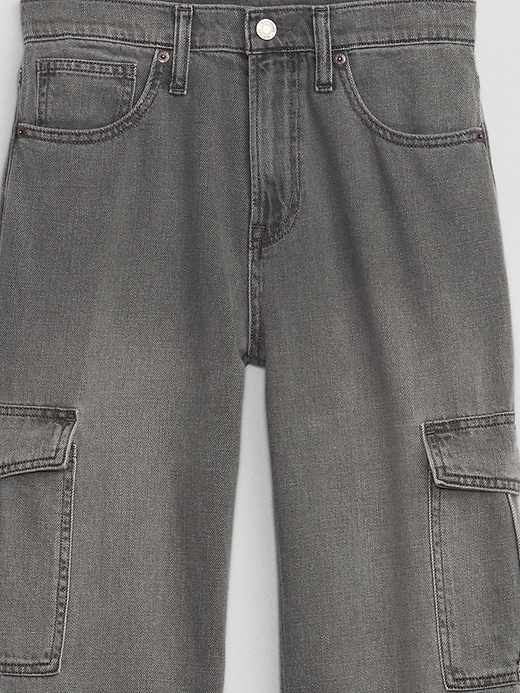 Image number 4 showing, High Rise Wide-Leg Cargo Jeans