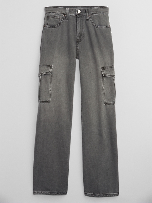 Image number 3 showing, High Rise Wide-Leg Cargo Jeans