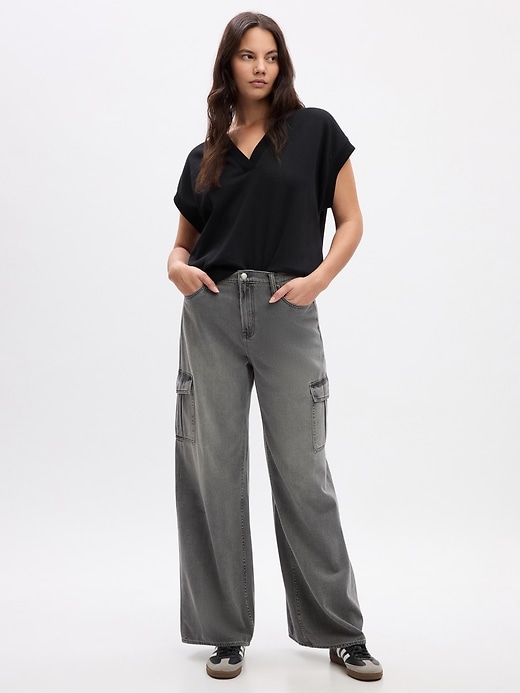 Image number 5 showing, High Rise Wide-Leg Cargo Jeans