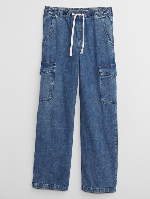 Image number 3 showing, High Rise Wide-Leg Cargo Pull-On Jeans