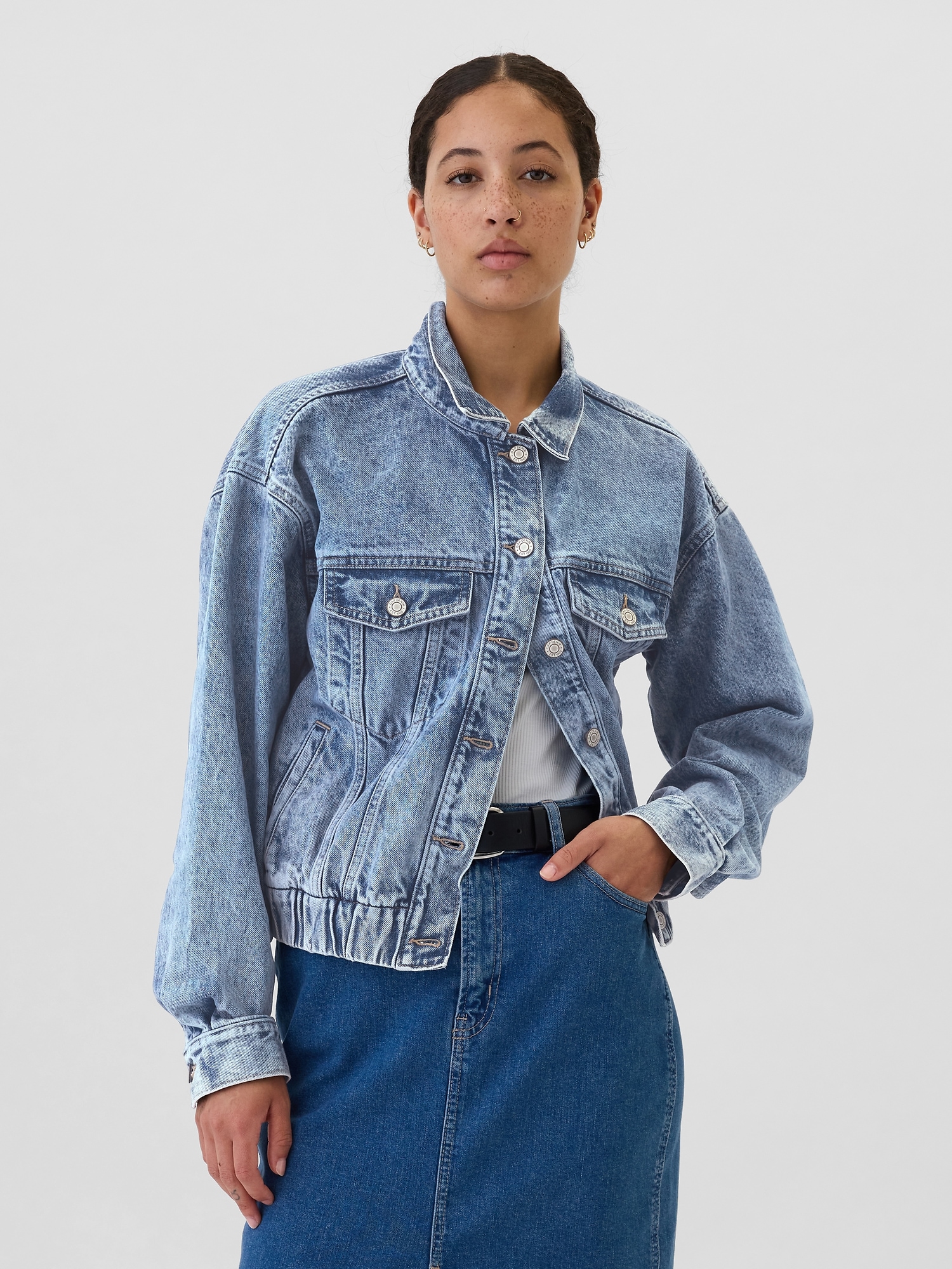 Relaxed Denim Icon Bomber Jacket