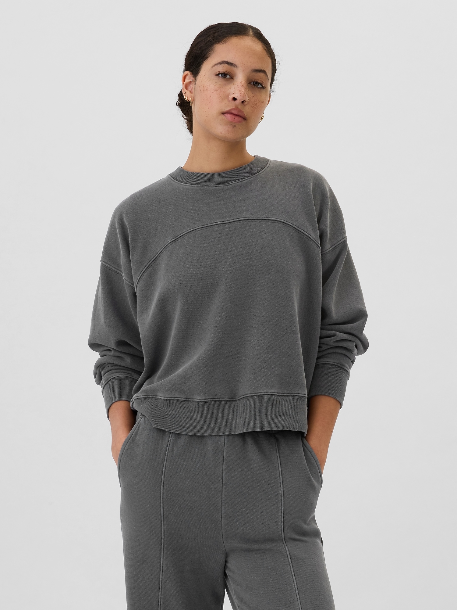 Oversized Seamed Crewneck Sweatshirt