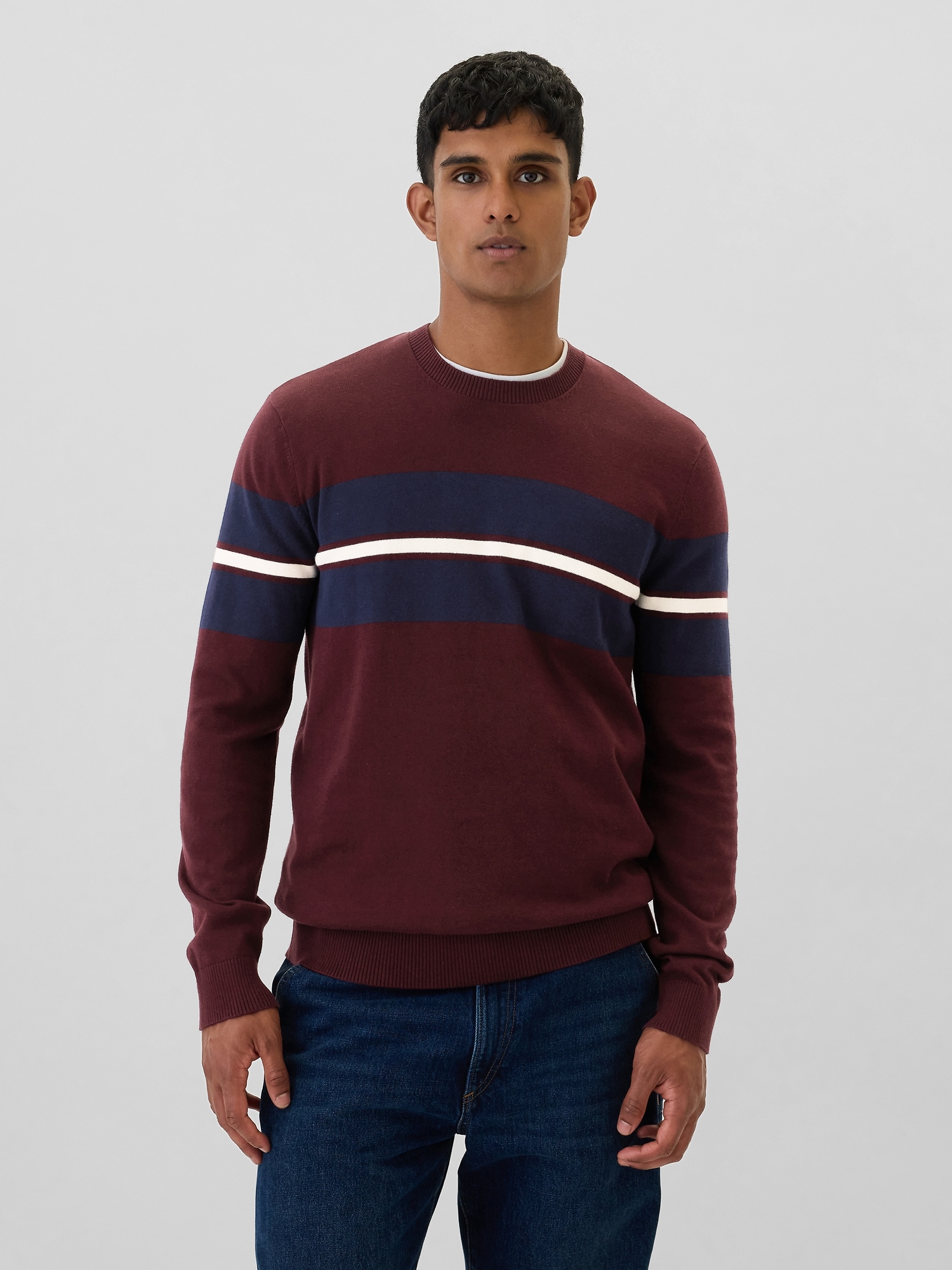 Colorblock Crewneck Sweater - Red