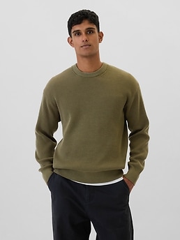 Oversized Fisherman Stitch Crewneck Sweater Gap Factory