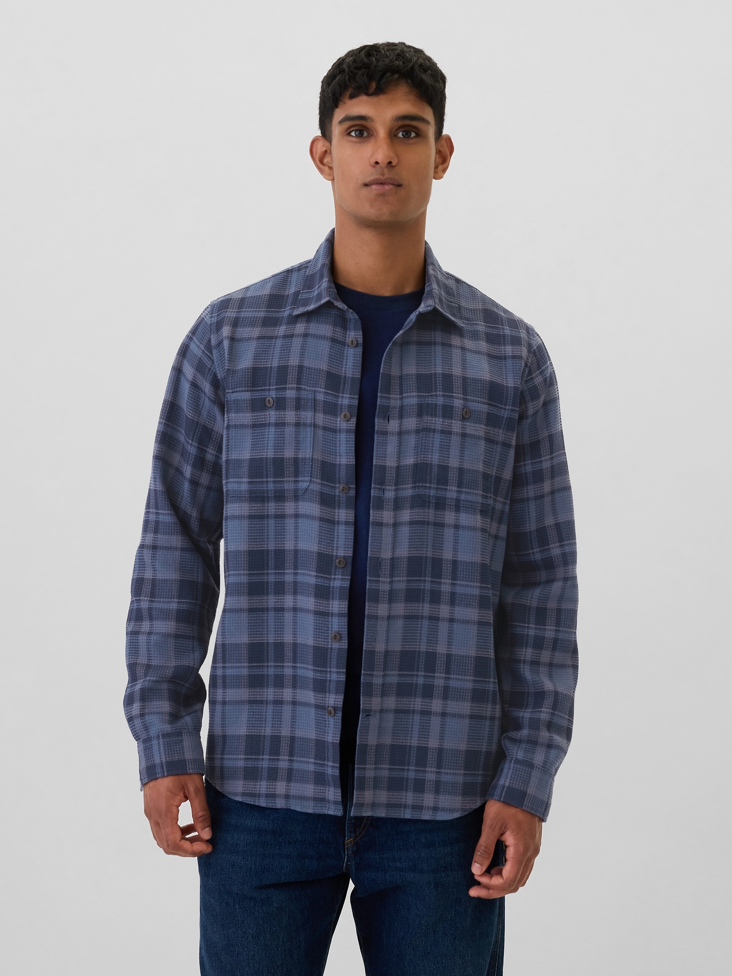 Waffle-Knit Shirt in Standard Fit