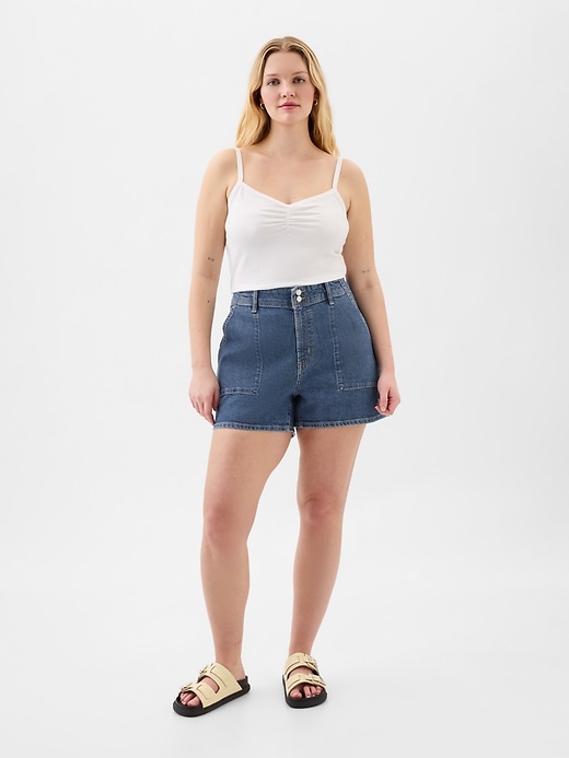 Image number 5 showing, 4" High Rise Denim Utility Shorts