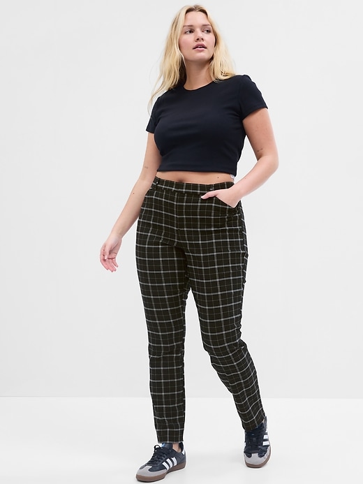 Image number 4 showing, Mid Rise Plaid Skinny Ankle Pants in Bi-Stretch