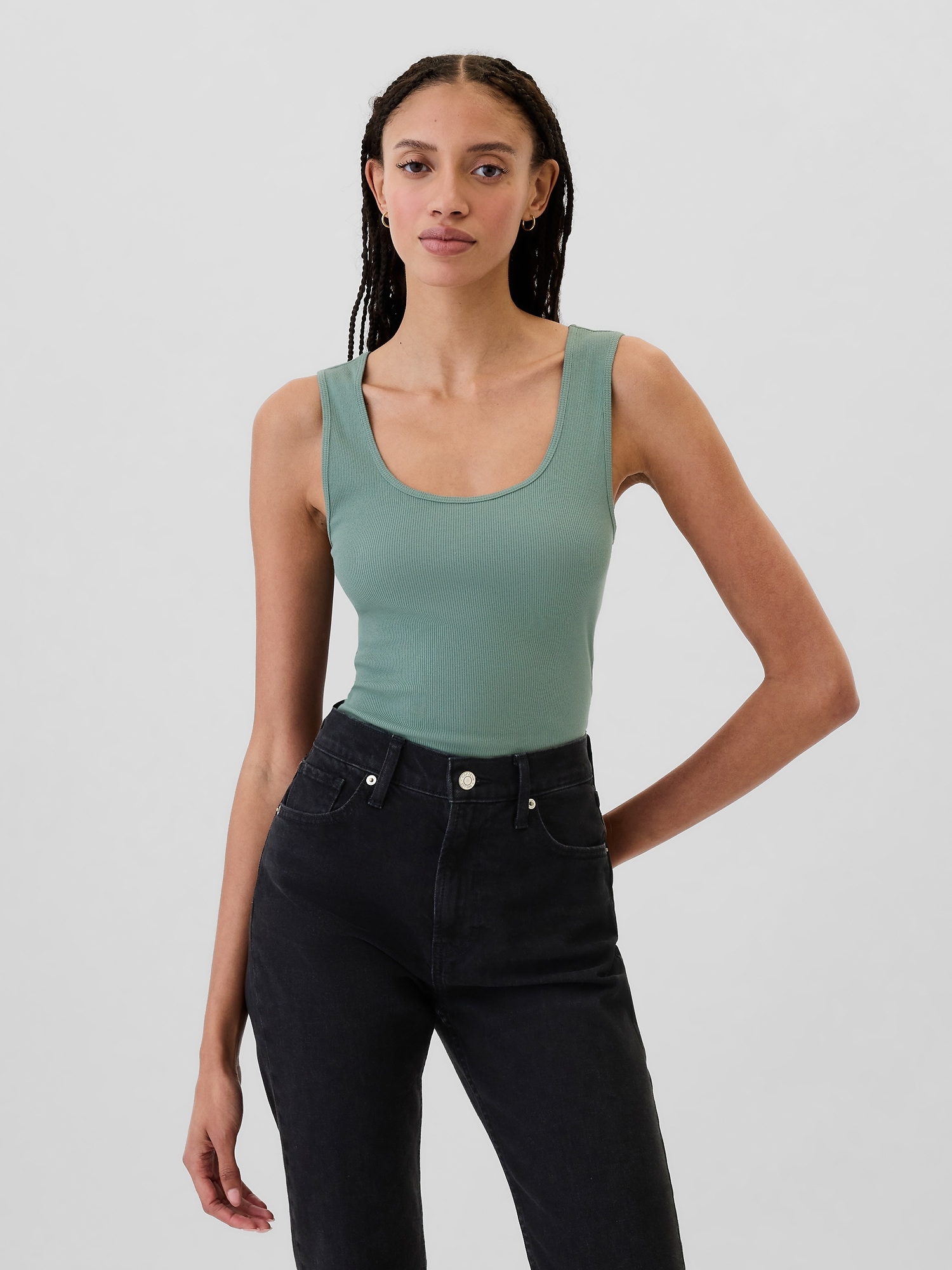 Ribbed Scoopneck Tank Top