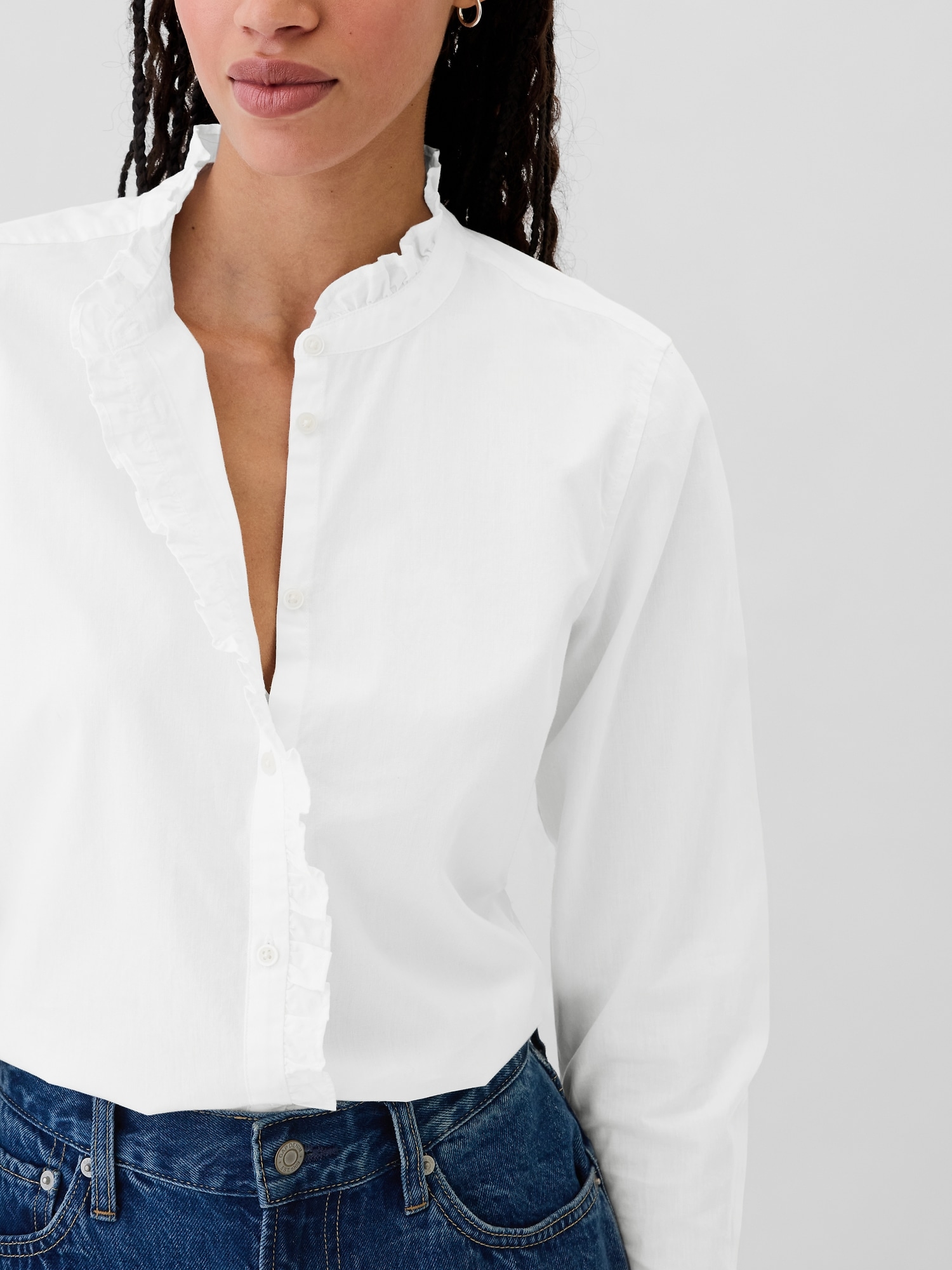 Classic Poplin Ruffle Shirt | Gap Factory