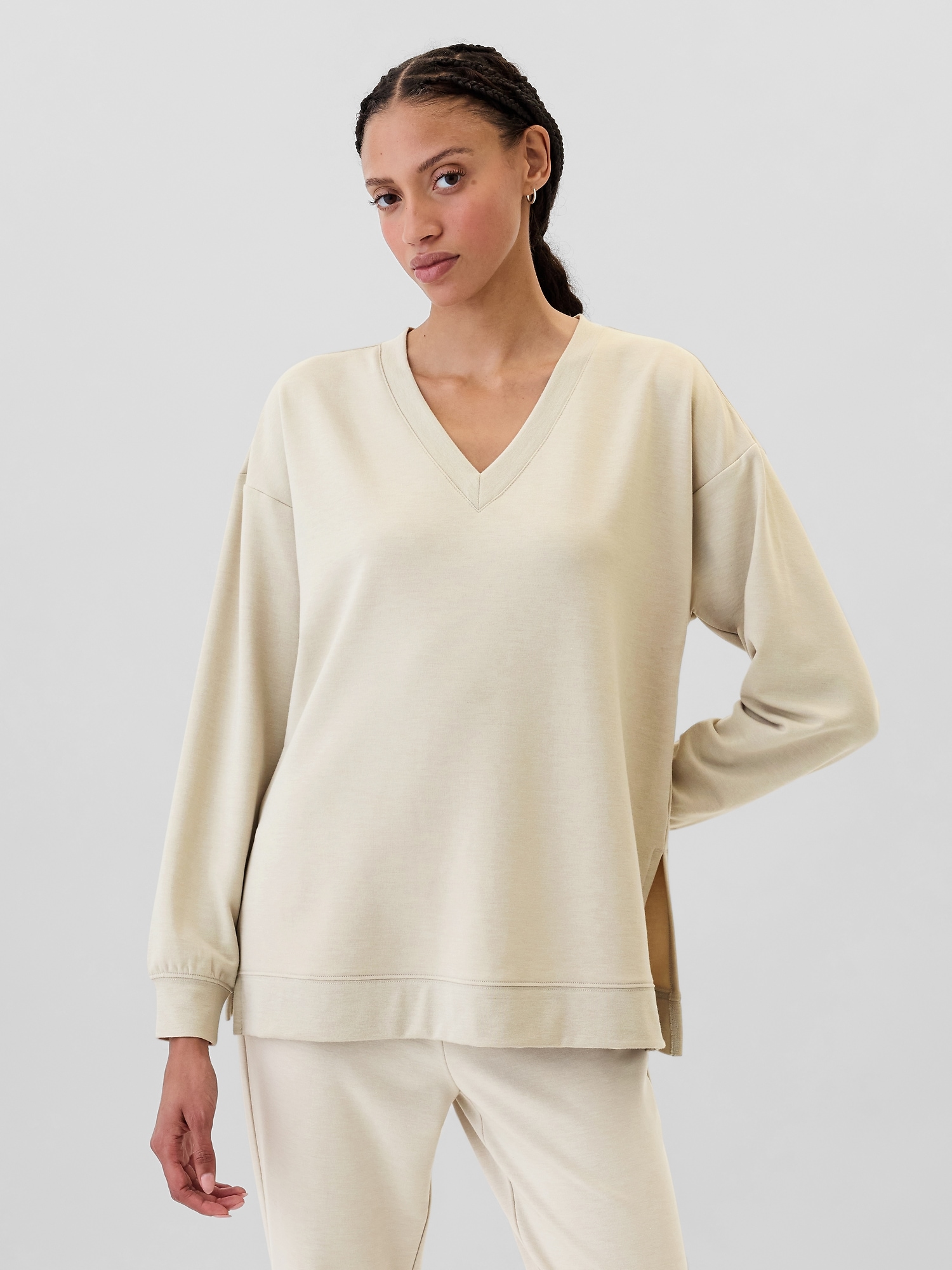 Relaxed Cloudlite V-Neck Tunic Sweatshirt