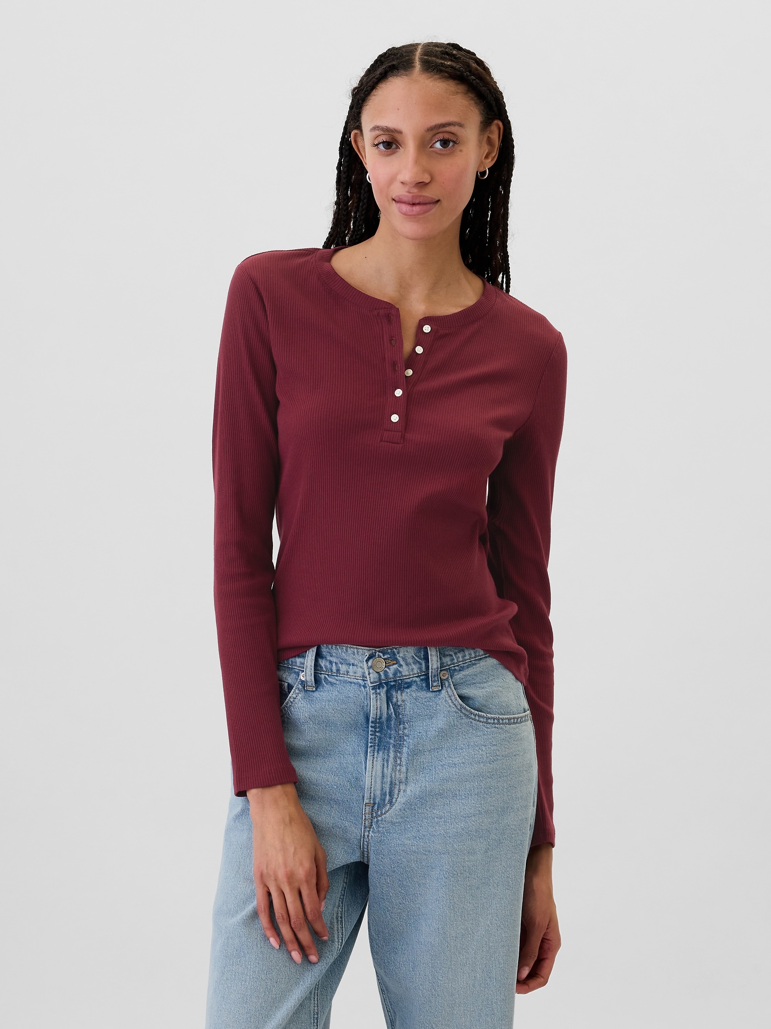 Ribbed Henley T-Shirt