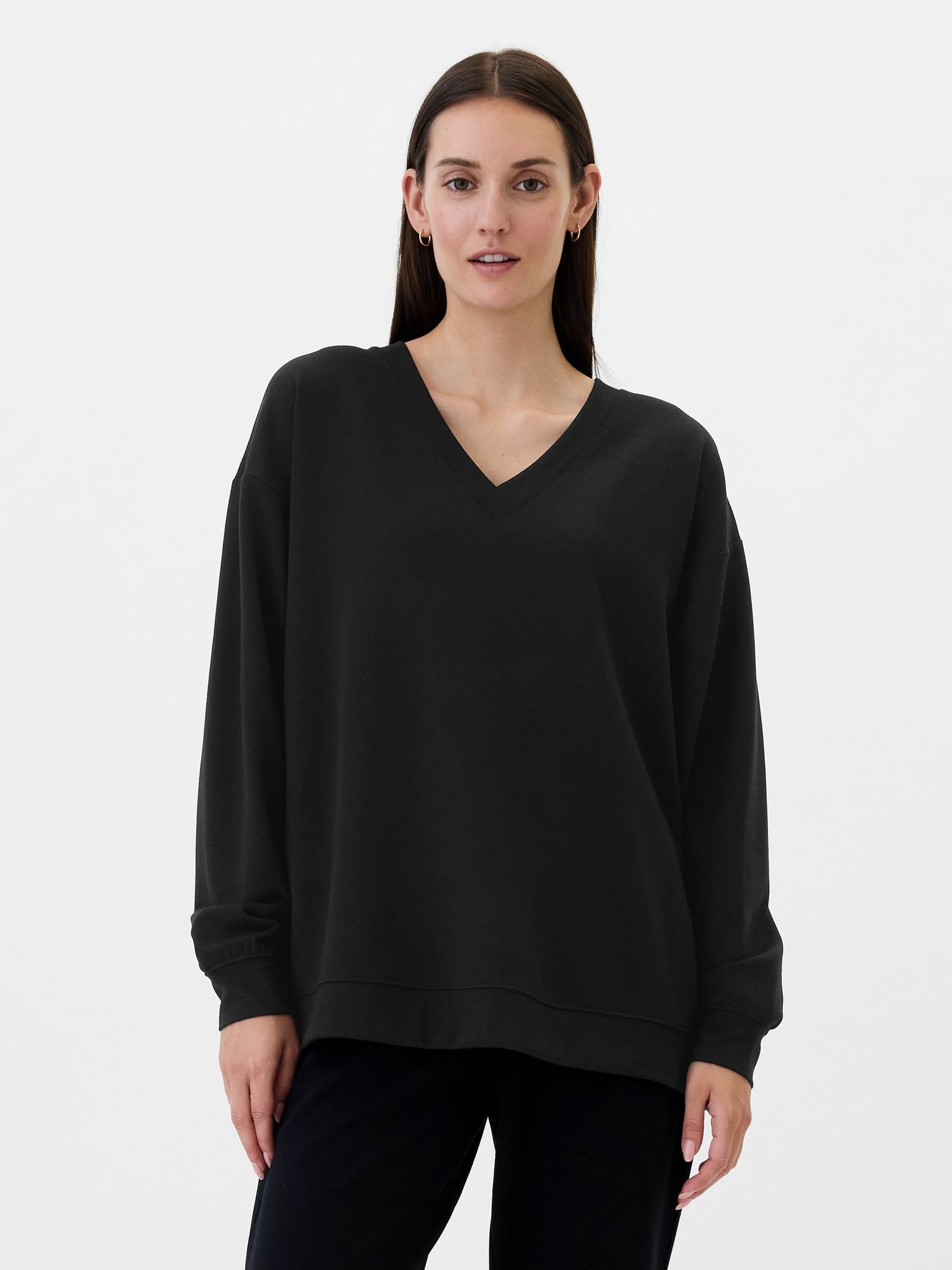 Relaxed Cloudlite V-Neck Tunic Sweatshirt