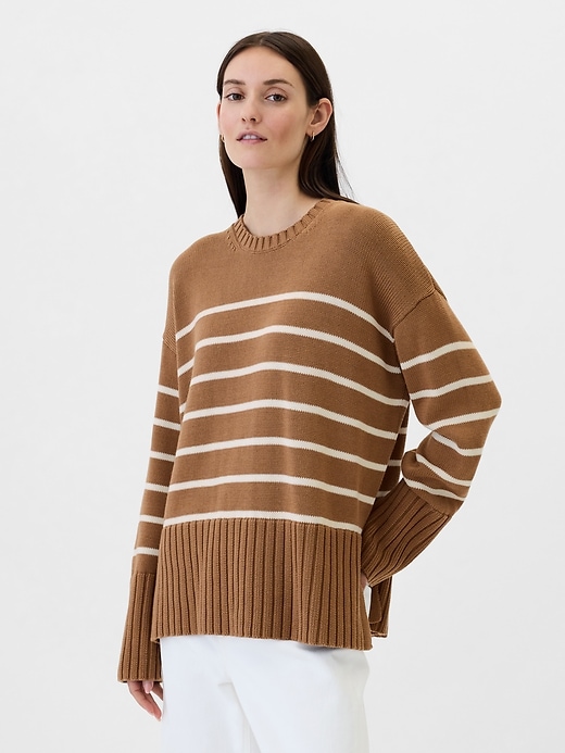 Image number 1 showing, Oversized 24/7 Split-Hem Crewneck Sweater