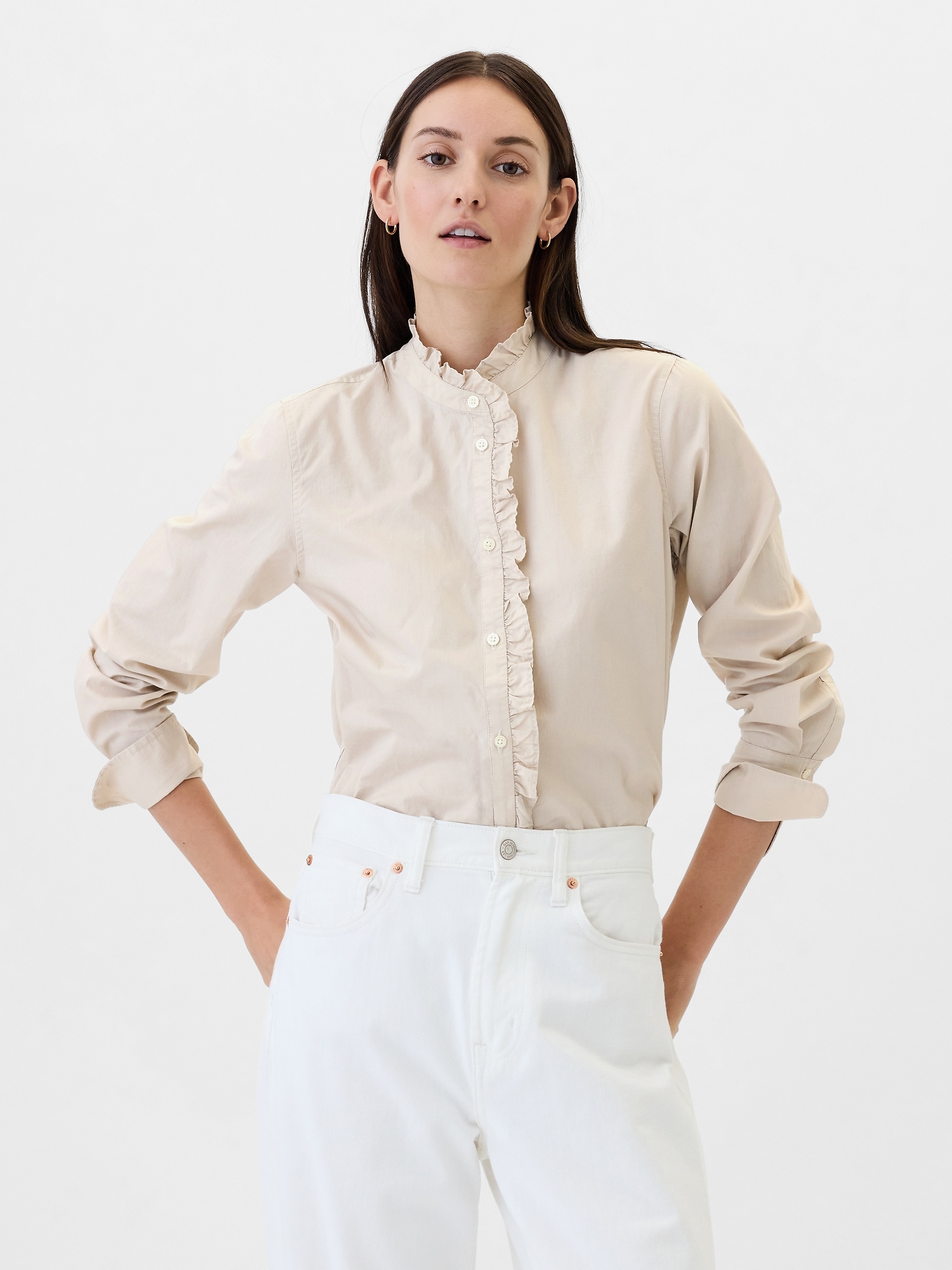 Classic Poplin Ruffle Shirt