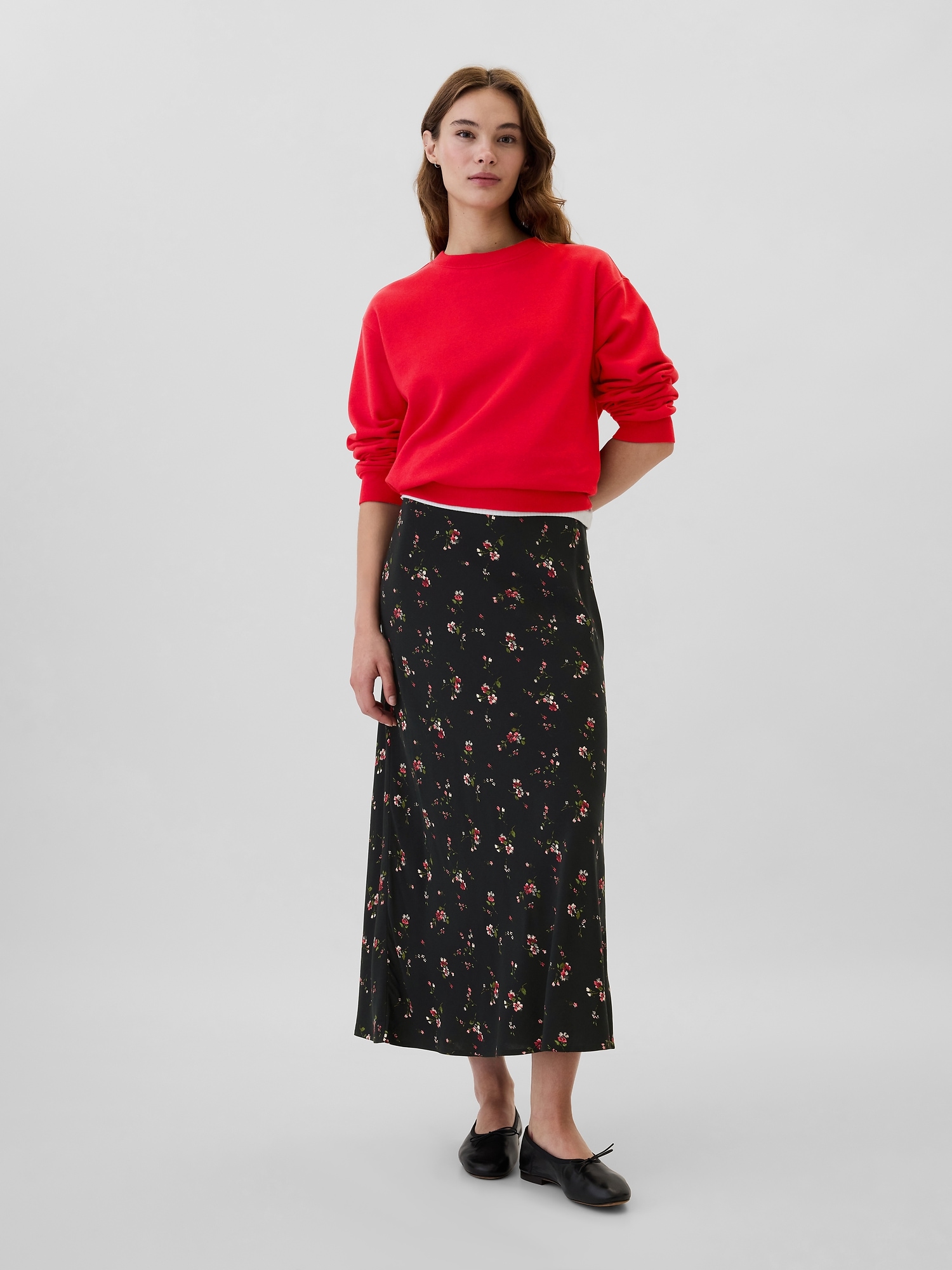 Print Midi Slip Skirt