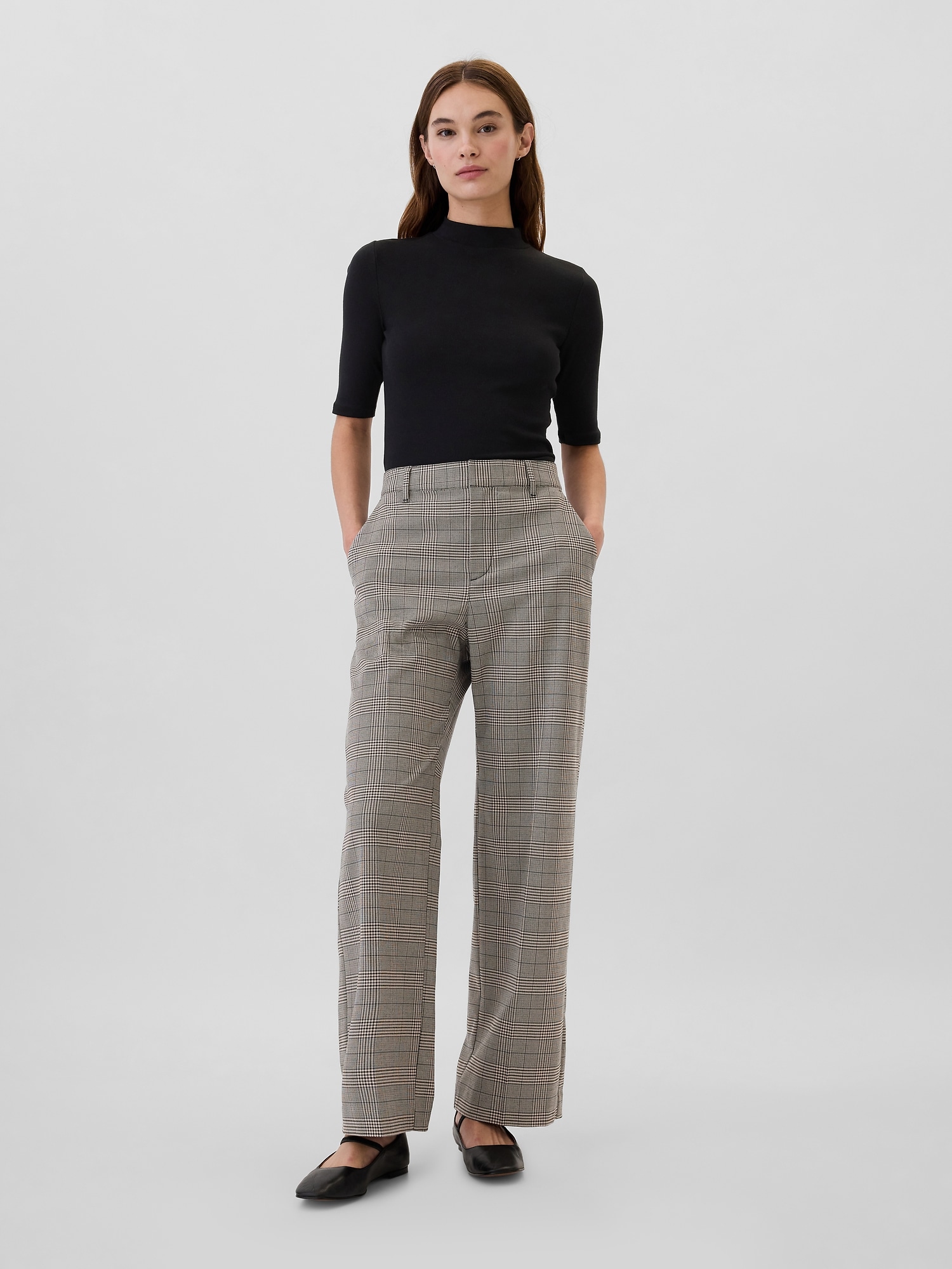 Recycled Easy Plaid Wide-Leg Trousers