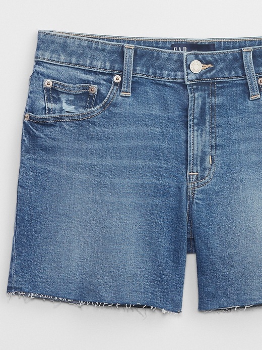 Image number 4 showing, 5" Mid Rise Distressed Denim Shorts