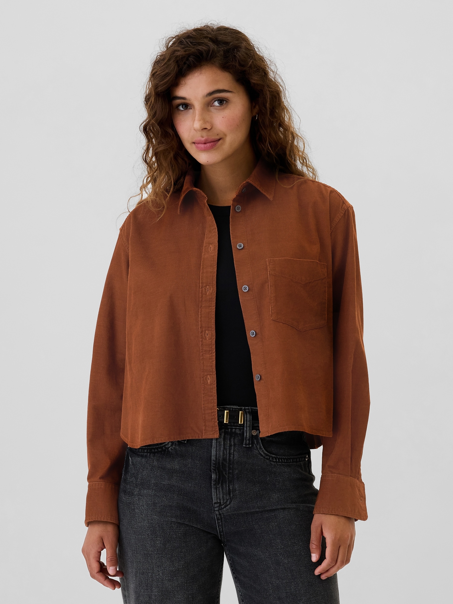 Cropped Corduroy Shirt