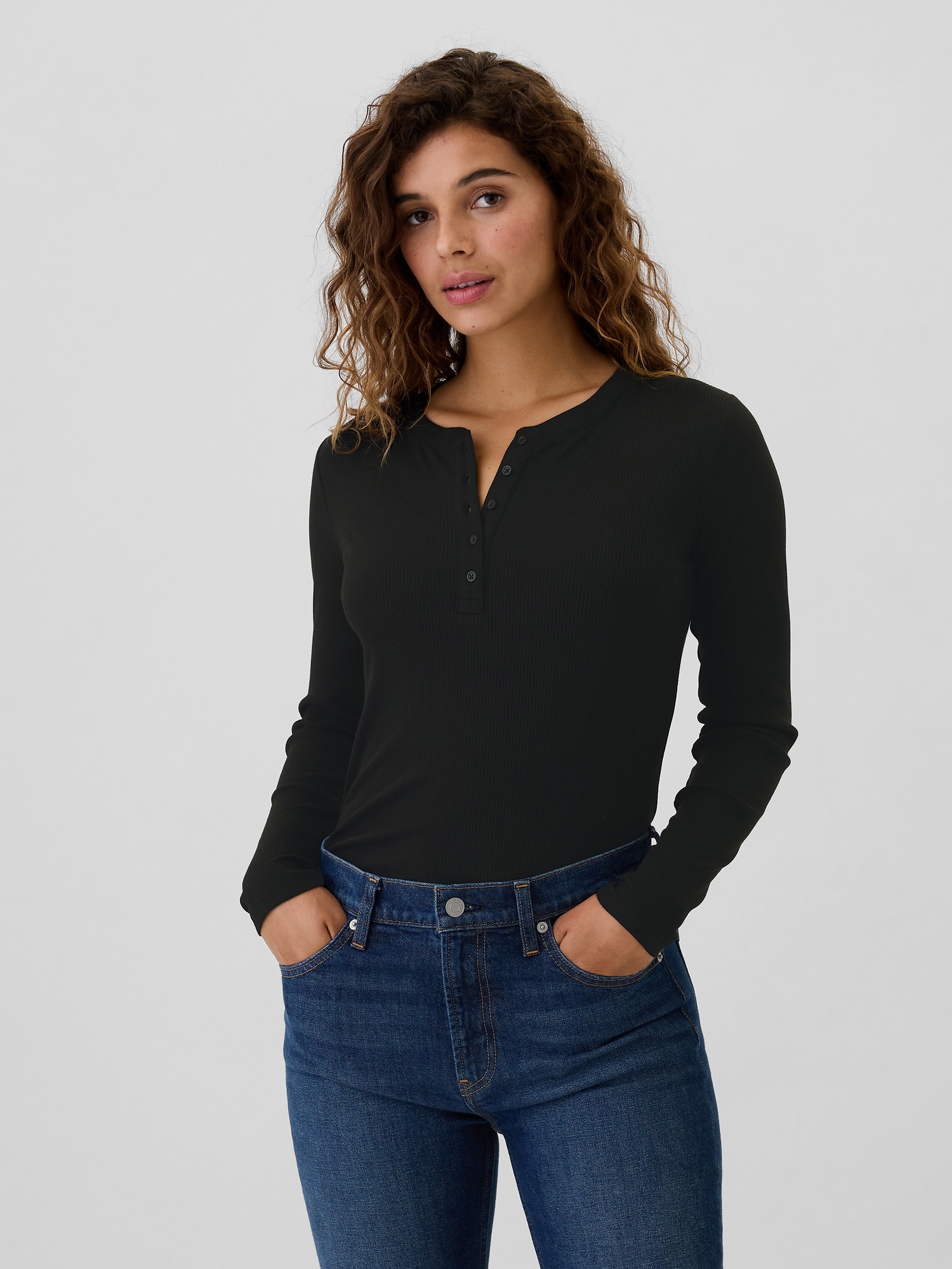 Ribbed Henley T-Shirt