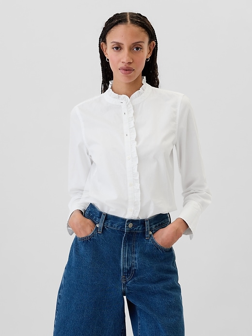 Image number 1 showing, Classic Poplin Ruffle Shirt