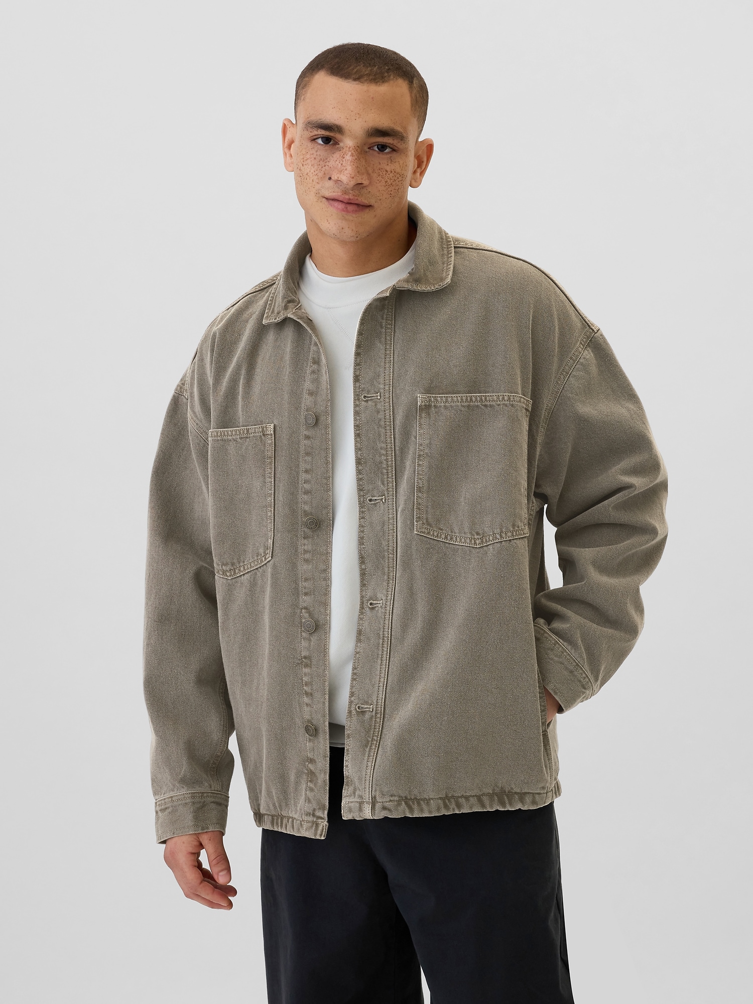 Relaxed Denim Utility Shirt Jacket Gap Factory