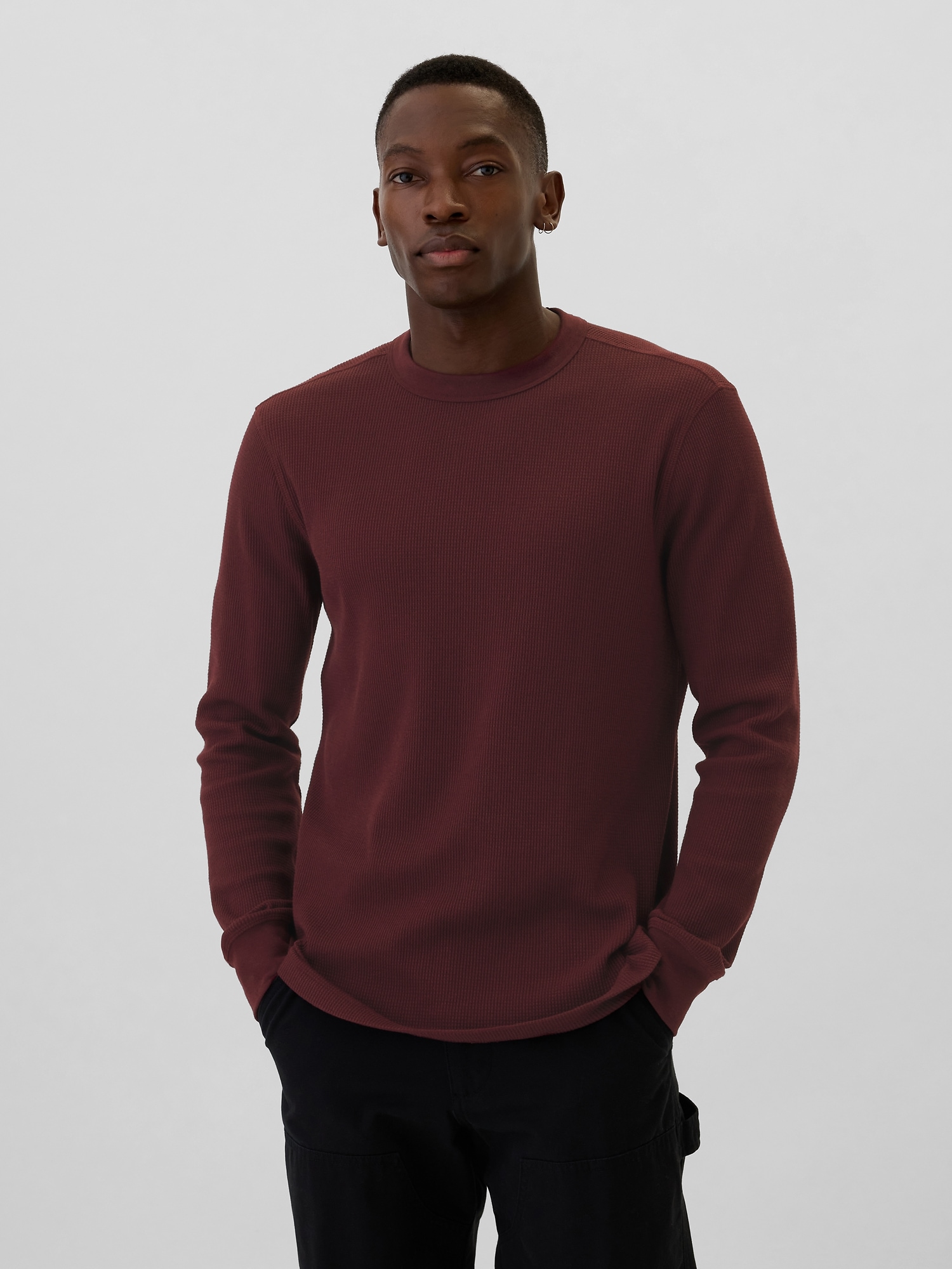 Waffle-Knit Crewneck T-Shirt