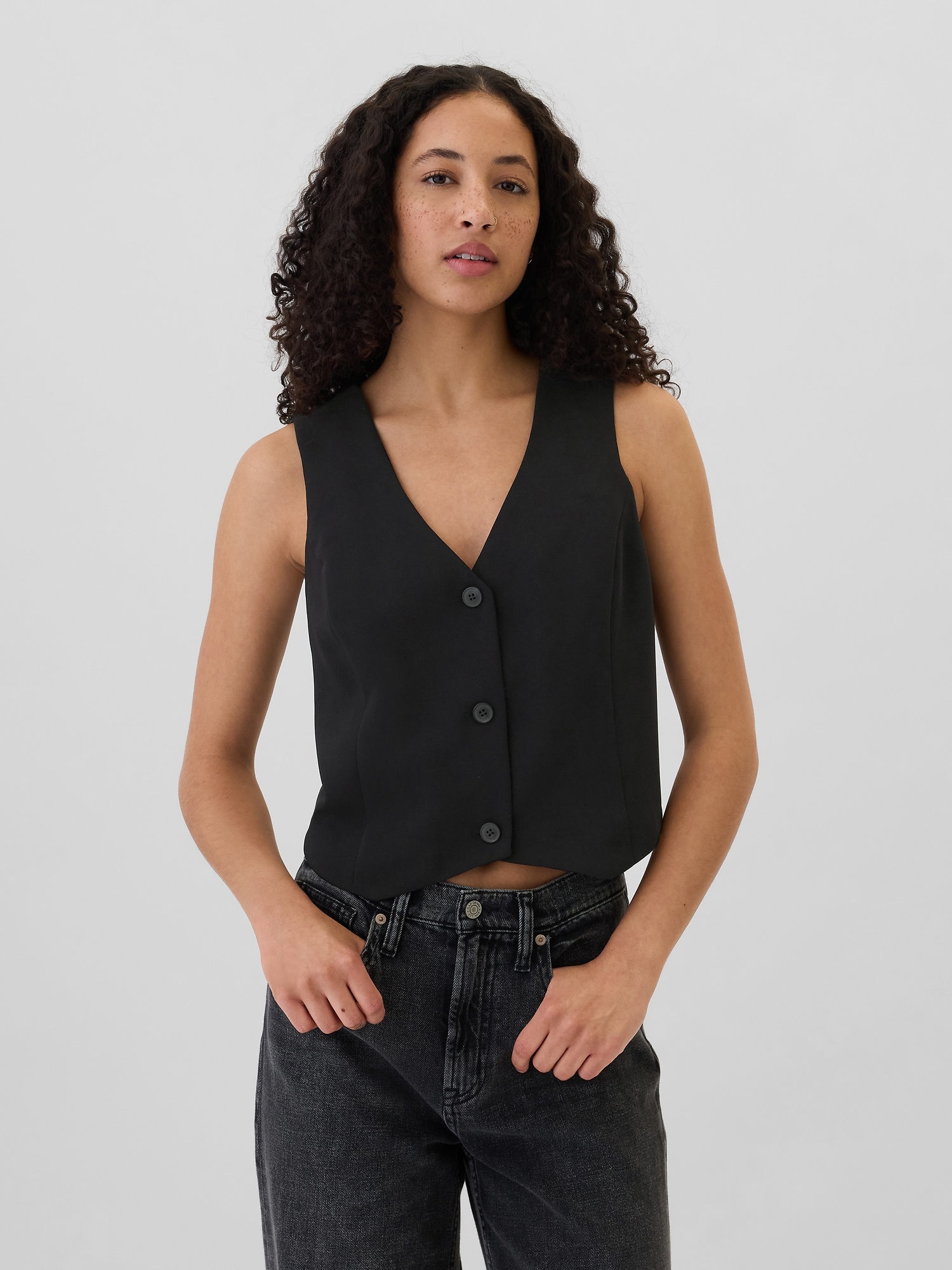 Crepe V-Neck Vest