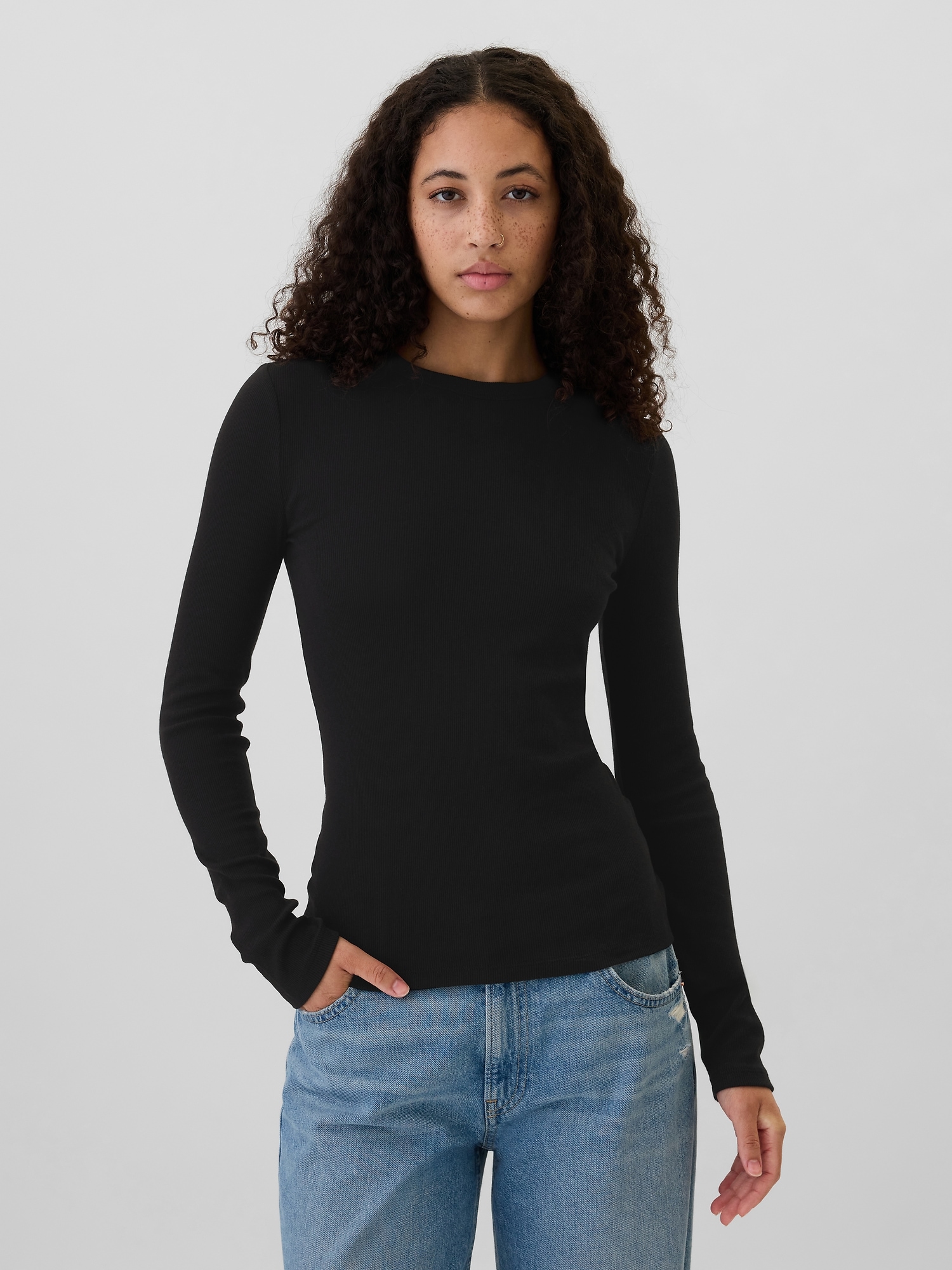 Ribbed Crewneck T-Shirt