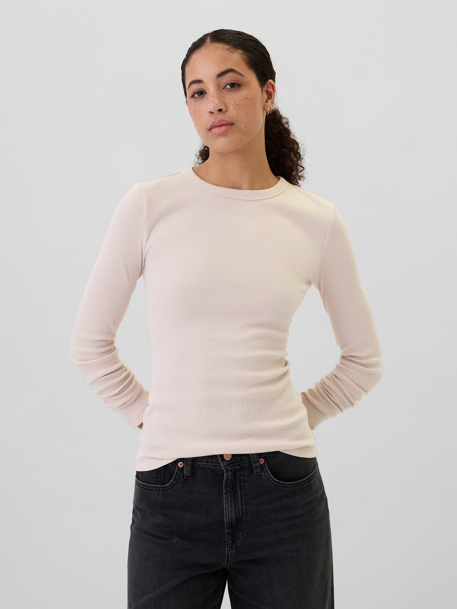 Ribbed Crewneck T-Shirt