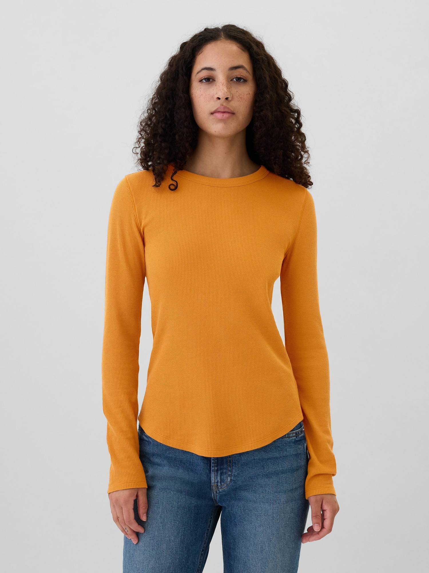 Waffle-Knit Crewneck T-Shirt